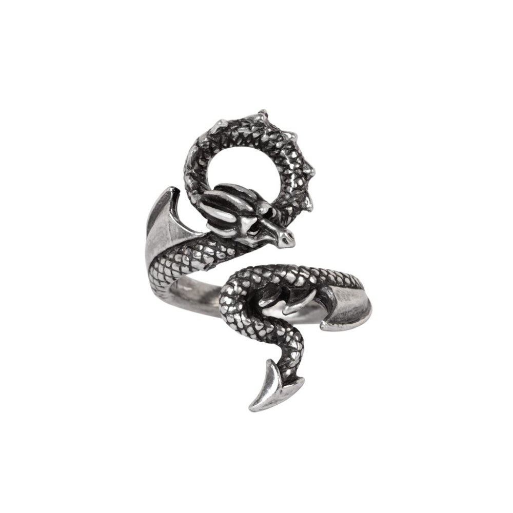 Alchemy Gothic Dragons Lure Ring Adjustable Wrap 3 Unisex Sizes Fine Pewter NWT